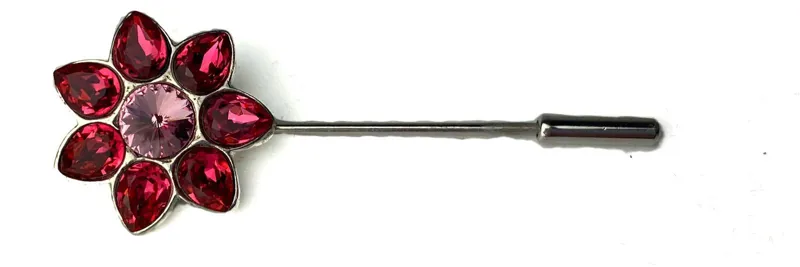 Otto Schumacher Crystal Flower Stock Pin Indian Pink Rose